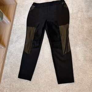 Bar III XL Black Faux Leather Panel Leggings Moto Chic Edgy Urban Minimalist